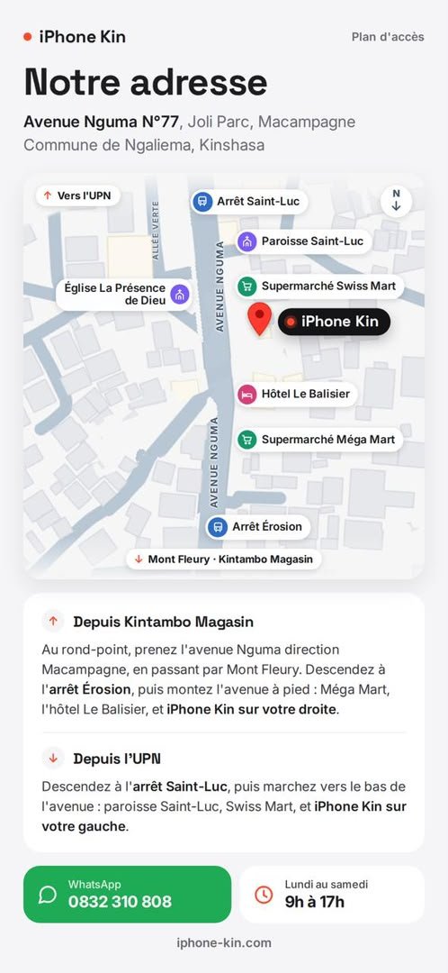 La boutique iPhone Kin à Macampagne, Kinshasa